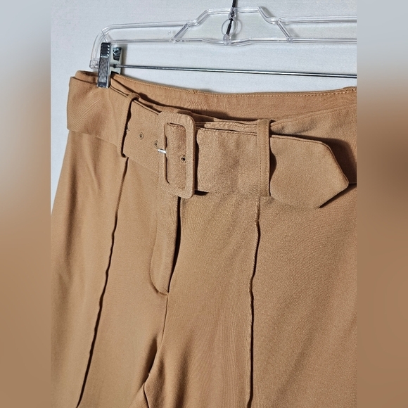 Drew Tan Stretch Pleated Legs Pants with Belt Women's Size 8 - Picture 8 of 9